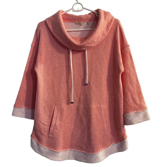 Soft Surroundings ORANGE Size Medium Santorini Shores Pullover 3/4 Sleeve - Picture 1 of 7